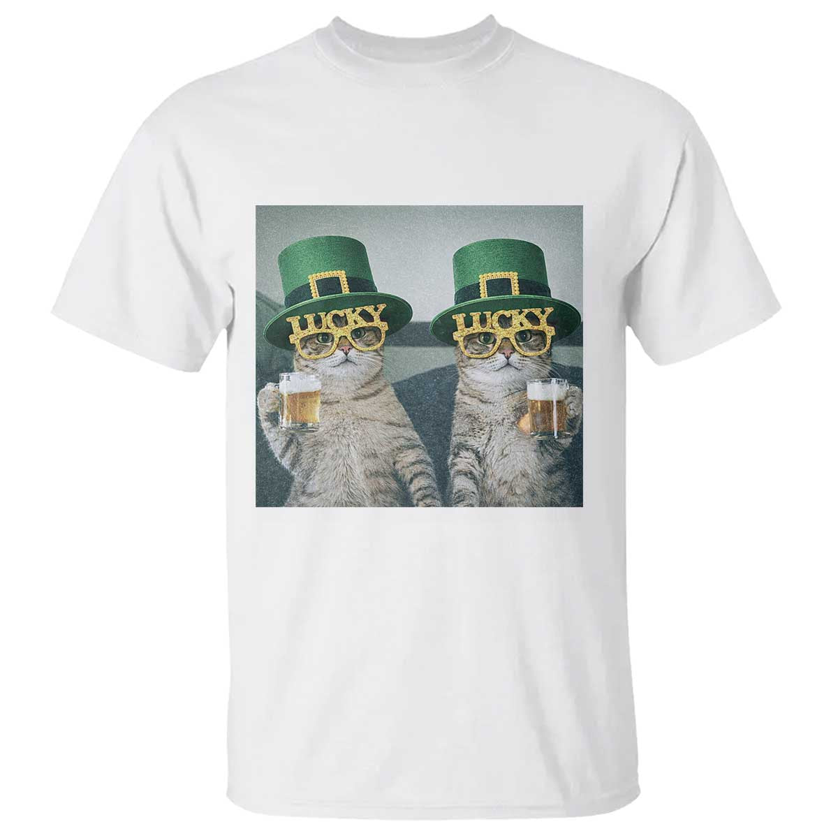Funny St Patricks Day Cats Drinking Beer Meme T Shirt TS14 White Print Your Wear