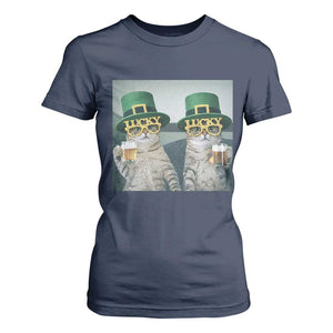 Funny St Patricks Day Cats Drinking Beer Meme T Shirt For Women TS14 Navy Print Your Wear