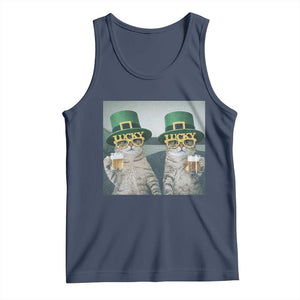 Funny St Patricks Day Cats Drinking Beer Meme Tank Top TS14 Navy Print Your Wear