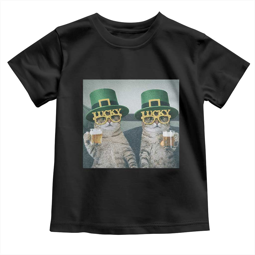 Funny St Patricks Day Cats Drinking Beer Meme Toddler T Shirt TS14 Black Print Your Wear