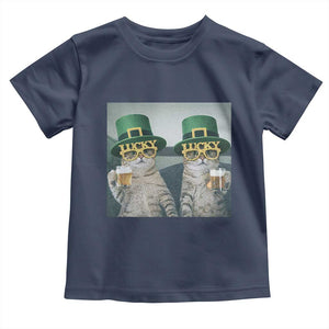 Funny St Patricks Day Cats Drinking Beer Meme Toddler T Shirt TS14 Navy Print Your Wear