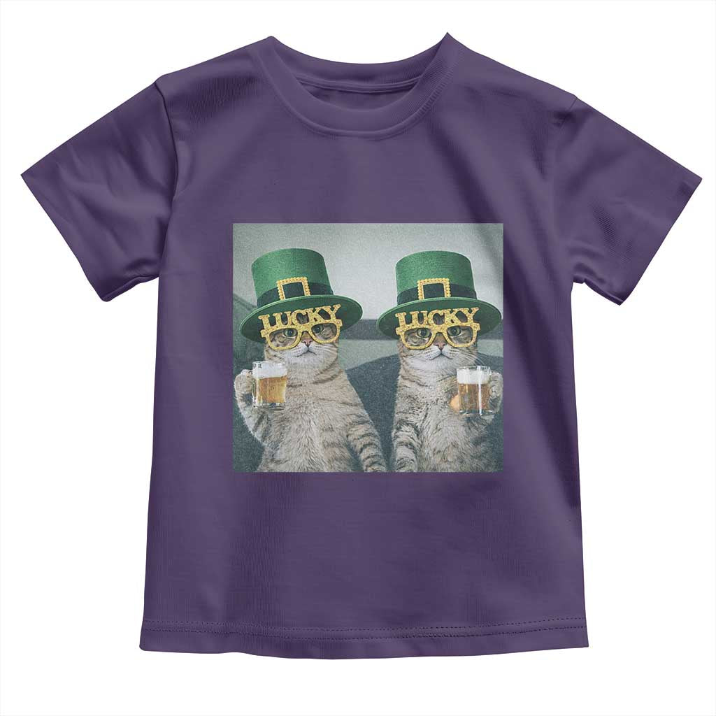 Funny St Patricks Day Cats Drinking Beer Meme Toddler T Shirt TS14 Purple Print Your Wear