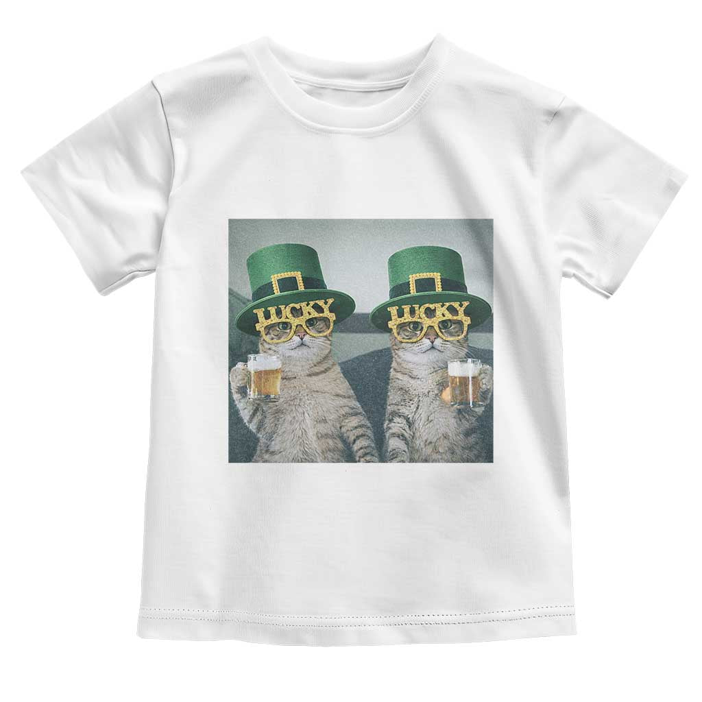 Funny St Patricks Day Cats Drinking Beer Meme Toddler T Shirt TS14 White Print Your Wear