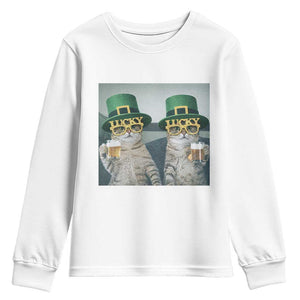Funny St Patricks Day Cats Drinking Beer Meme Youth Sweatshirt TS14 White Print Your Wear