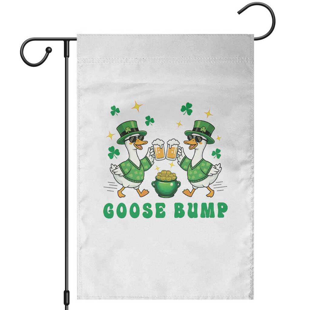Funny St Patricks Day Goose Drinking Beer Garden Flag Goose Bump TS14 White Print Your Wear