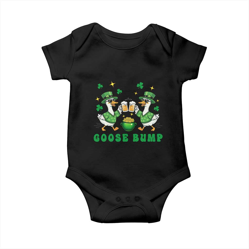 Funny St Patricks Day Goose Drinking Beer Baby Onesie Goose Bump TS14 Black Print Your Wear
