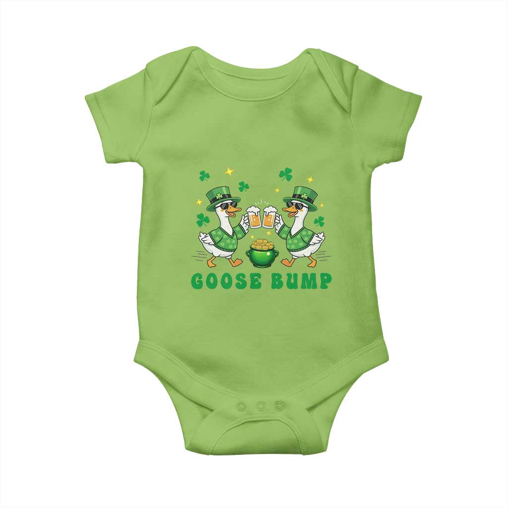 Funny St Patricks Day Goose Drinking Beer Baby Onesie Goose Bump TS14 Lime Print Your Wear