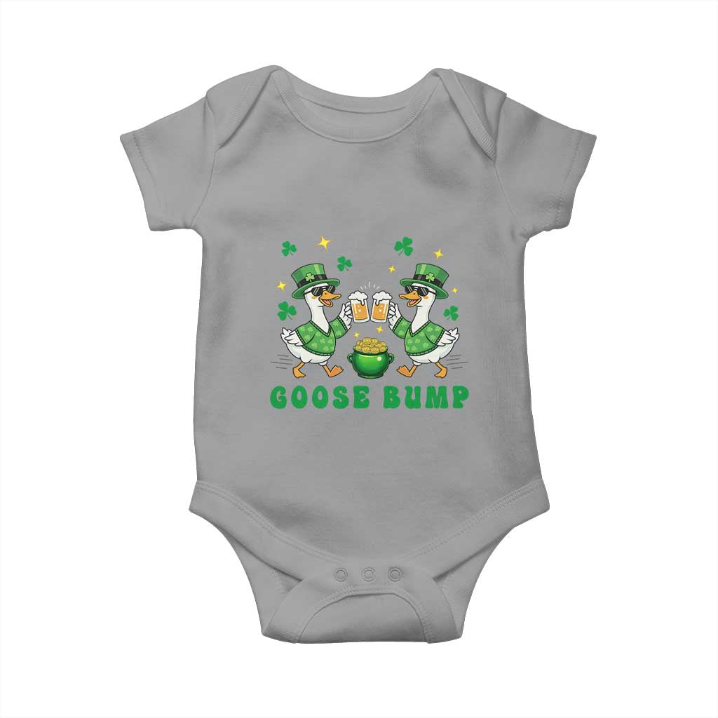 Funny St Patricks Day Goose Drinking Beer Baby Onesie Goose Bump TS14 Sport Gray Print Your Wear