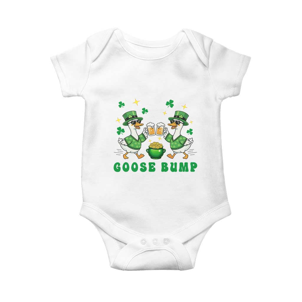 Funny St Patricks Day Goose Drinking Beer Baby Onesie Goose Bump TS14 White Print Your Wear