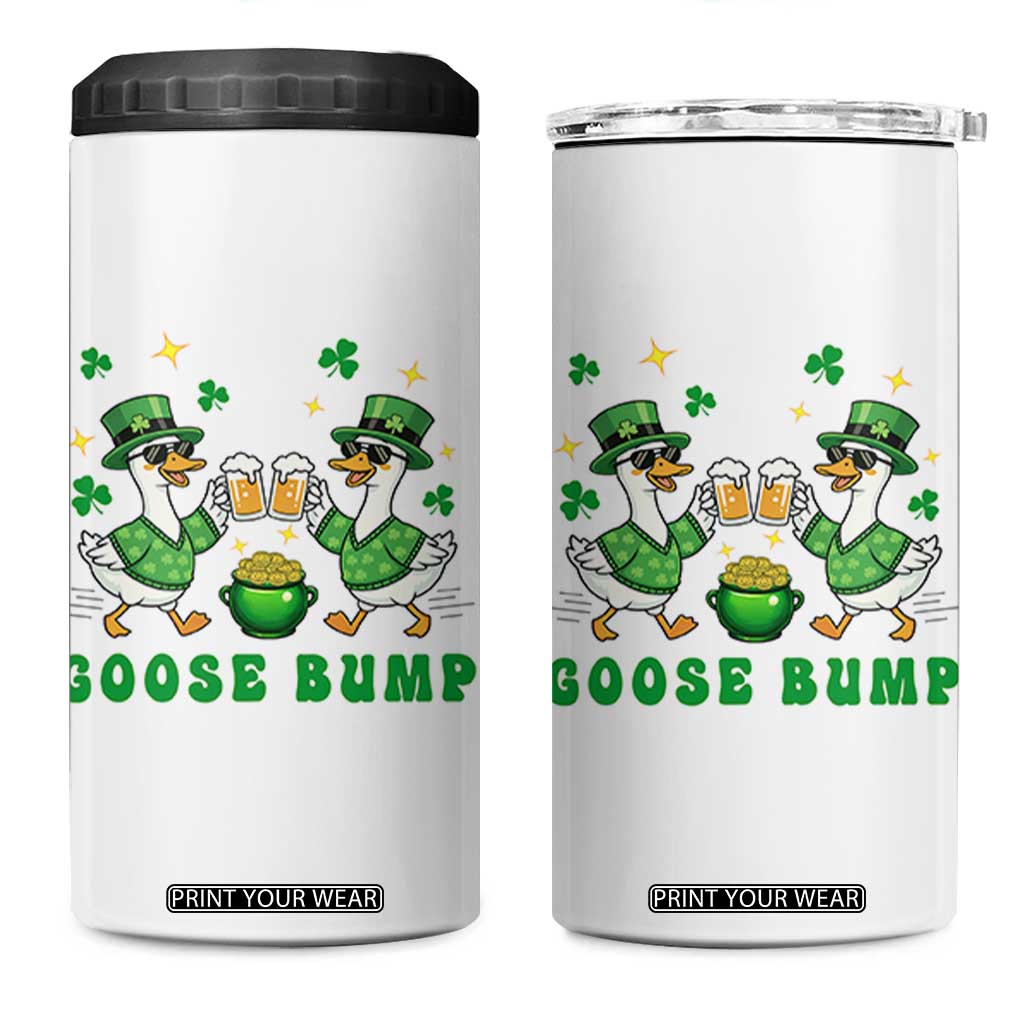 Funny St Patricks Day Goose Drinking Beer 4 in 1 Can Cooler Tumbler Goose Bump TS14 One Size: 16 oz White Print Your Wear