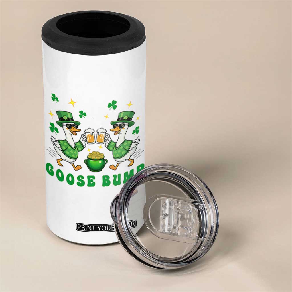 Funny St Patricks Day Goose Drinking Beer 4 in 1 Can Cooler Tumbler Goose Bump TS14 Print Your Wear