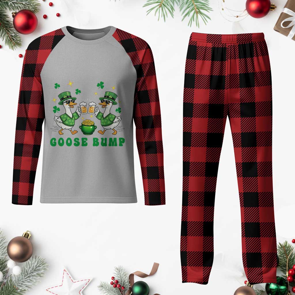 Funny St Patricks Day Goose Drinking Beer Plaid Pajama Set Goose Bump TS14 Buffalo Plaid Print Your Wear