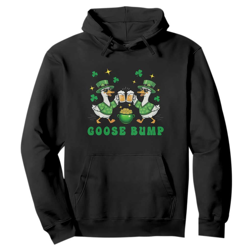 Funny St Patricks Day Goose Drinking Beer Hoodie Goose Bump TS14 Black Print Your Wear