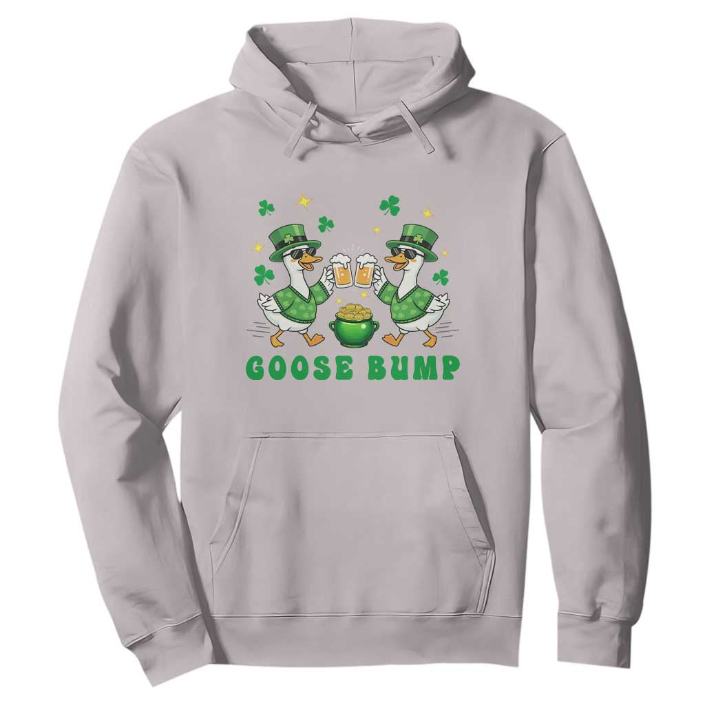 Funny St Patricks Day Goose Drinking Beer Hoodie Goose Bump TS14 Ice Gray Print Your Wear