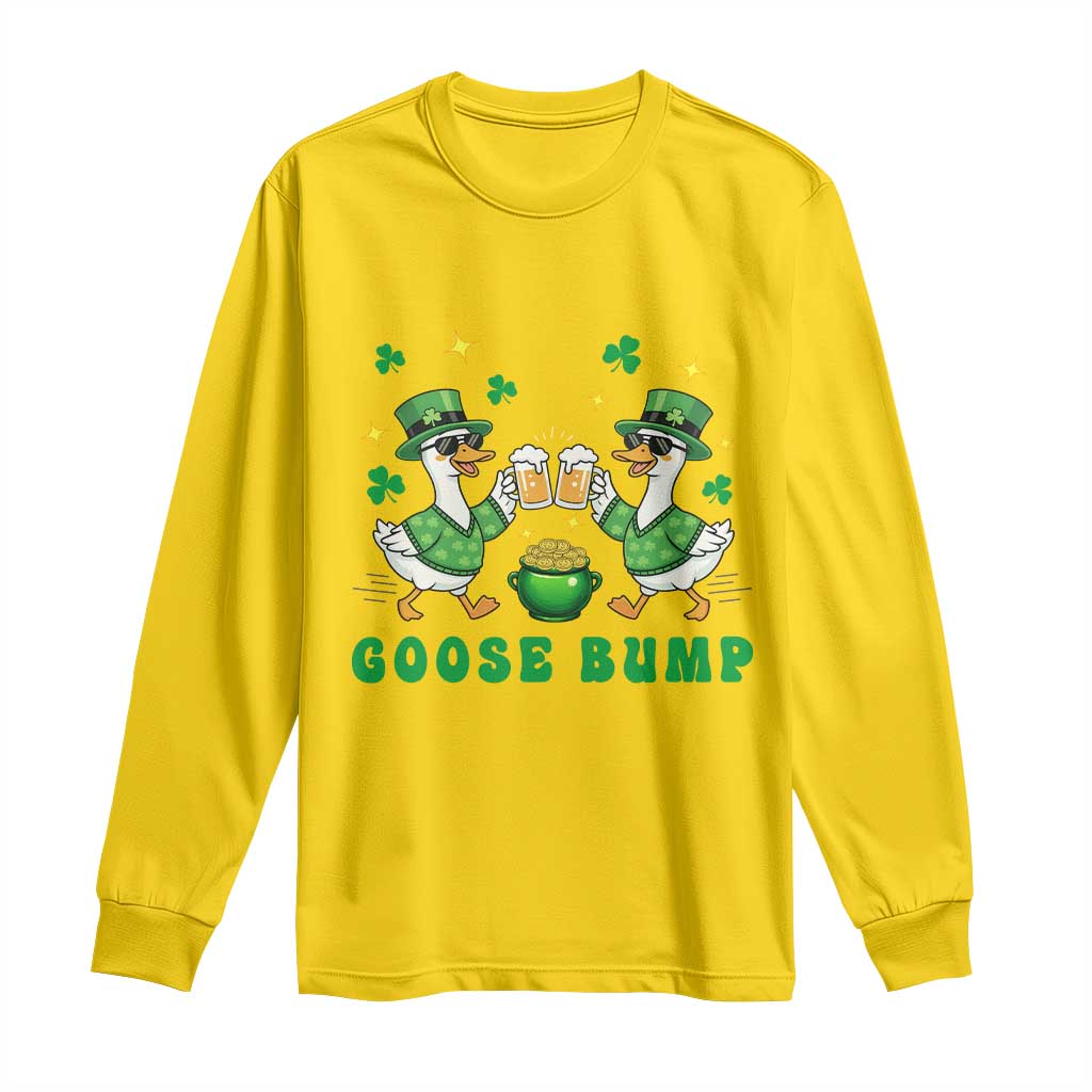 Funny St Patricks Day Goose Drinking Beer Long Sleeve Shirt Goose Bump TS14 Daisy Print Your Wear