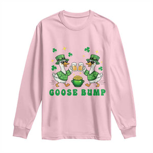 Funny St Patricks Day Goose Drinking Beer Long Sleeve Shirt Goose Bump TS14 Light Pink Print Your Wear