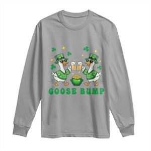 Funny St Patricks Day Goose Drinking Beer Long Sleeve Shirt Goose Bump TS14 Sport Gray Print Your Wear