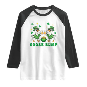 Funny St Patricks Day Goose Drinking Beer Raglan Shirt Goose Bump TS14 White Black Print Your Wear