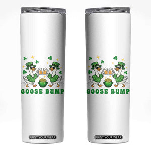 Funny St Patricks Day Goose Drinking Beer Skinny Tumbler Goose Bump TS14 White Print Your Wear