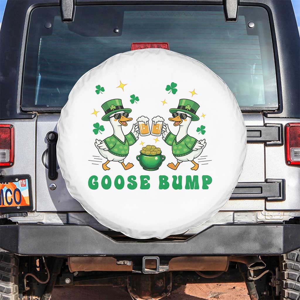 Funny St Patricks Day Goose Drinking Beer Spare Tire Cover Goose Bump TS14 No hole White Print Your Wear