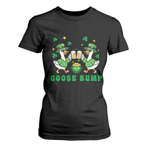 Funny St Patricks Day Goose Drinking Beer T Shirt For Women Goose Bump TS14 Black Print Your Wear