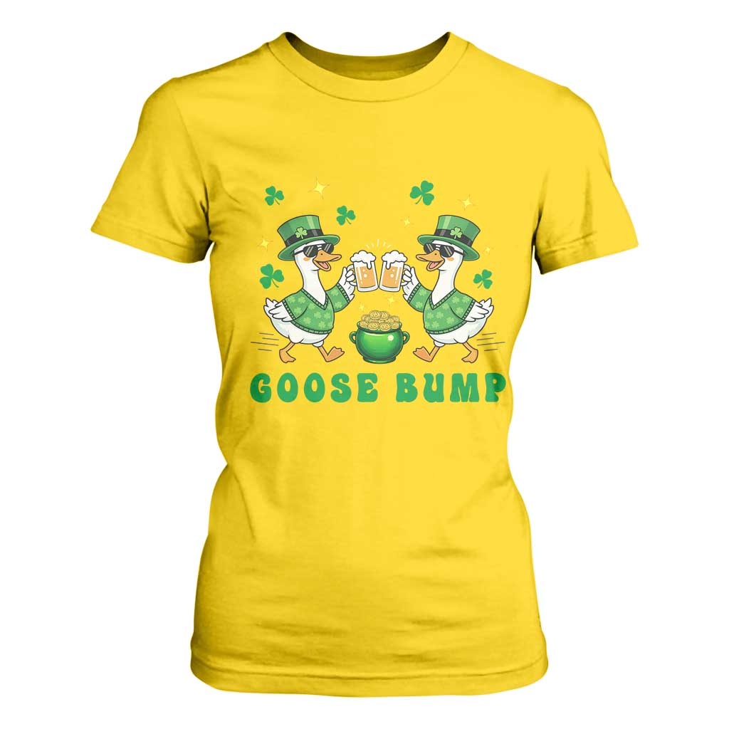 Funny St Patricks Day Goose Drinking Beer T Shirt For Women Goose Bump TS14 Daisy Print Your Wear