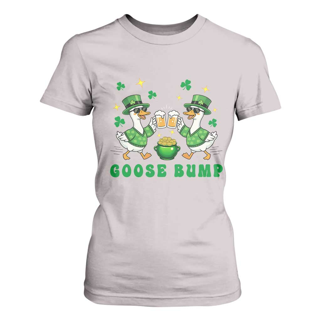 Funny St Patricks Day Goose Drinking Beer T Shirt For Women Goose Bump TS14 Ice Gray Print Your Wear