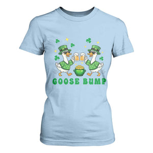 Funny St Patricks Day Goose Drinking Beer T Shirt For Women Goose Bump TS14 Light Blue Print Your Wear