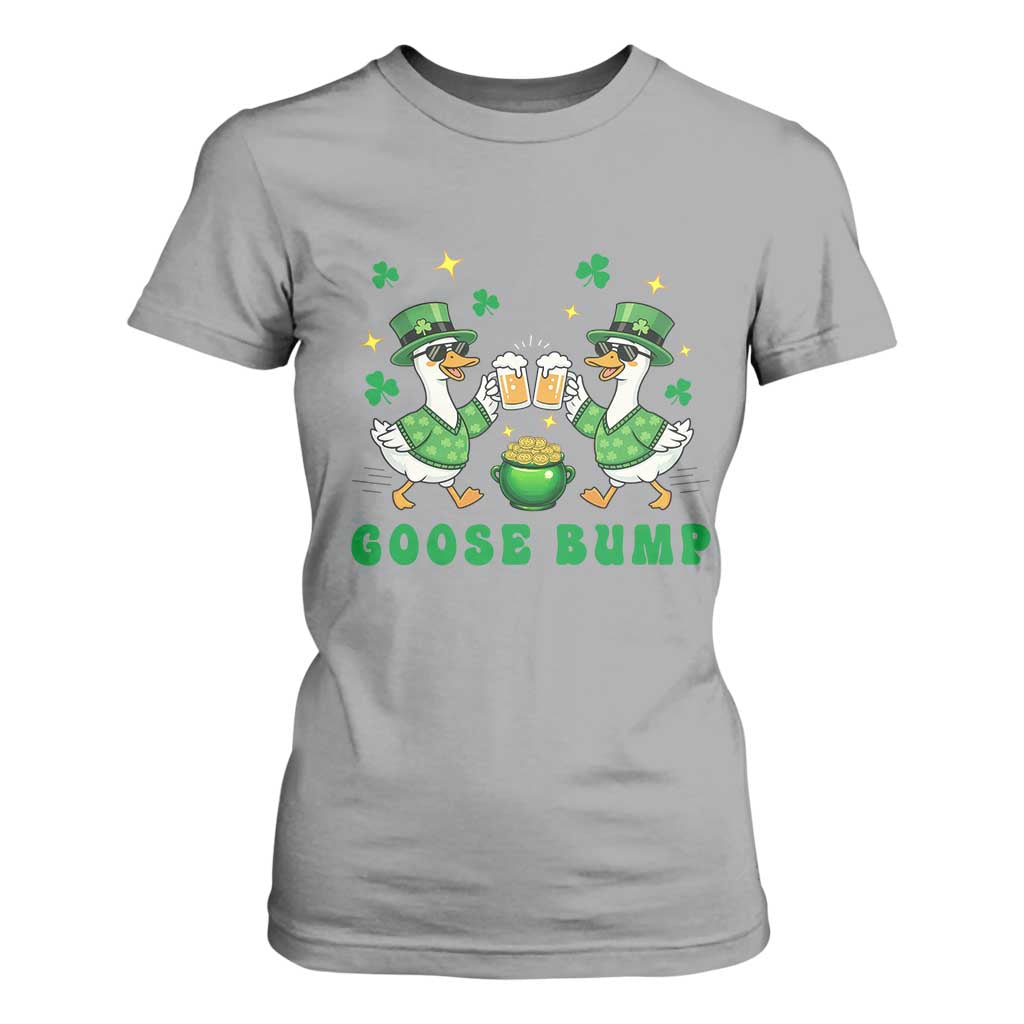Funny St Patricks Day Goose Drinking Beer T Shirt For Women Goose Bump TS14 Sport Gray Print Your Wear