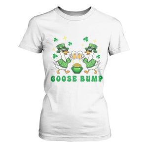Funny St Patricks Day Goose Drinking Beer T Shirt For Women Goose Bump TS14 White Print Your Wear