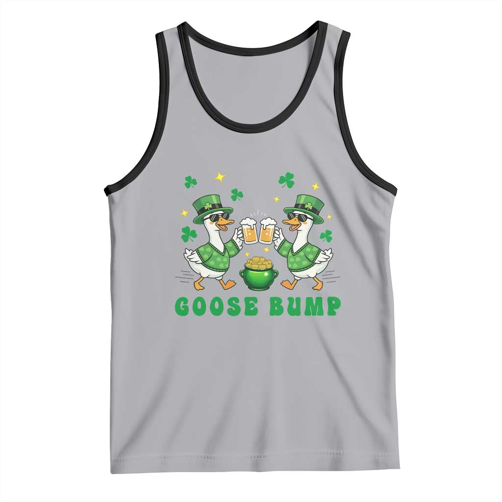 Funny St Patricks Day Goose Drinking Beer Tank Top Goose Bump TS14 Athletic Heather Black Print Your Wear