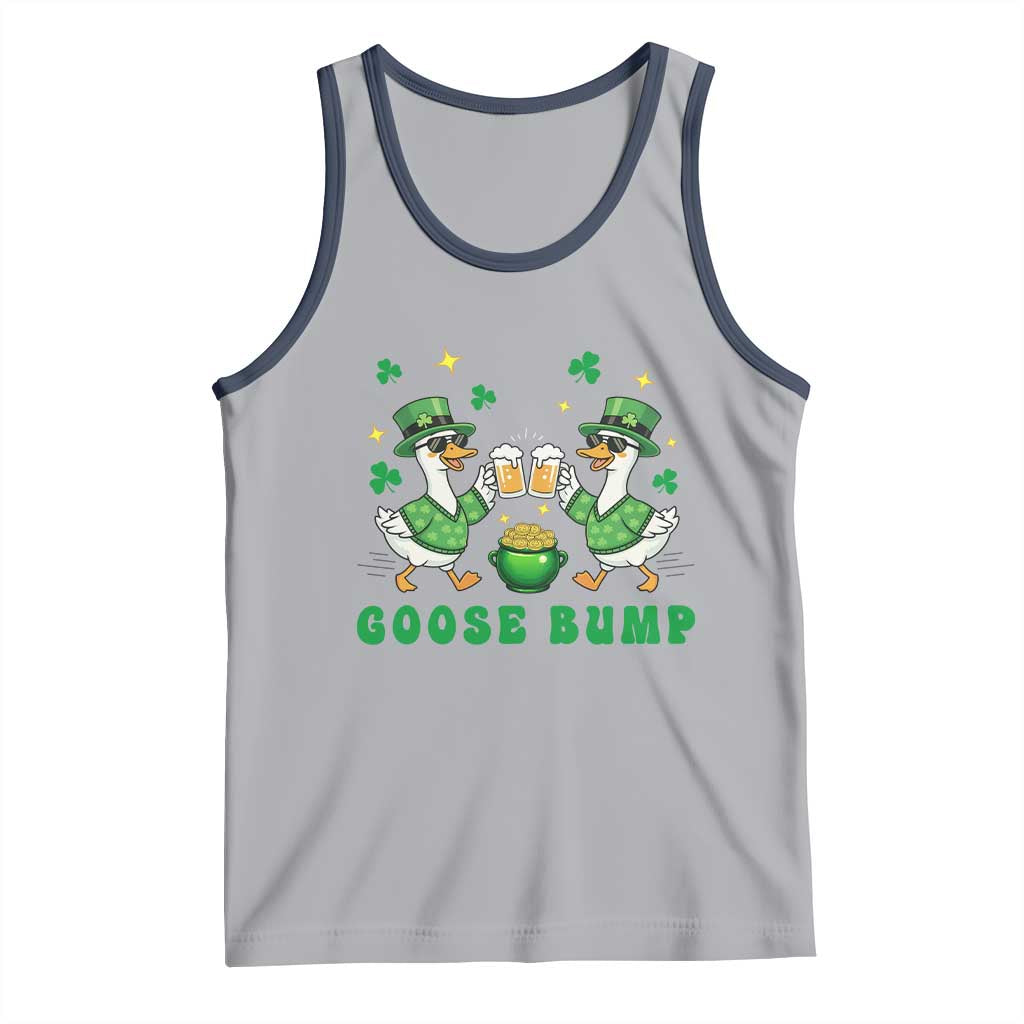 Funny St Patricks Day Goose Drinking Beer Tank Top Goose Bump TS14 Athletic Heather Navy Print Your Wear