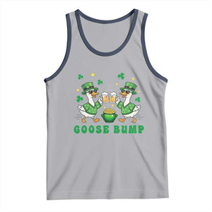 Funny St Patricks Day Goose Drinking Beer Tank Top Goose Bump TS14 Athletic Heather Navy Print Your Wear