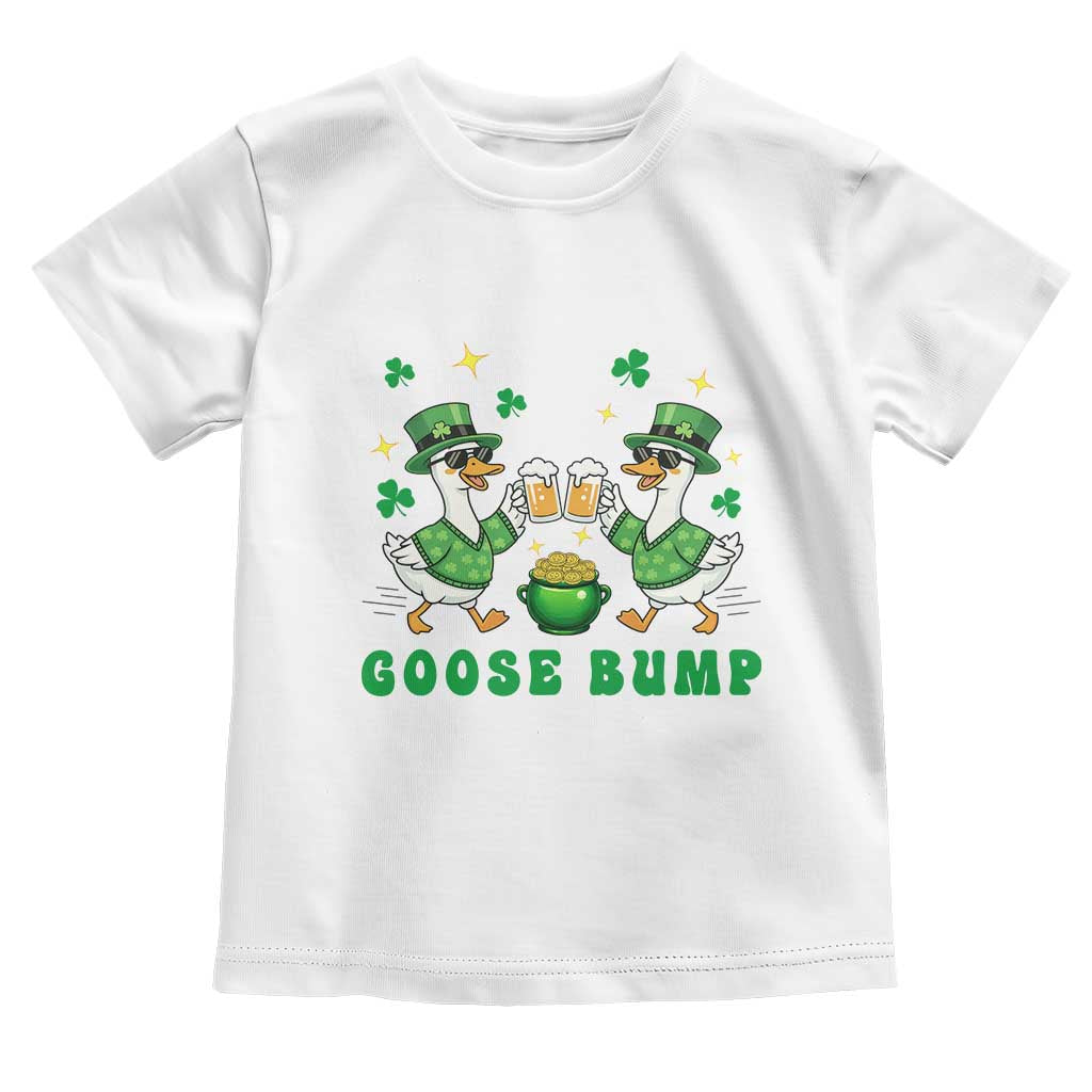 Funny St Patricks Day Goose Drinking Beer Toddler T Shirt Goose Bump TS14 White Print Your Wear