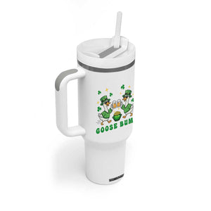 Funny St Patricks Day Goose Drinking Beer Tumbler With Handle Goose Bump TS14 Print Your Wear