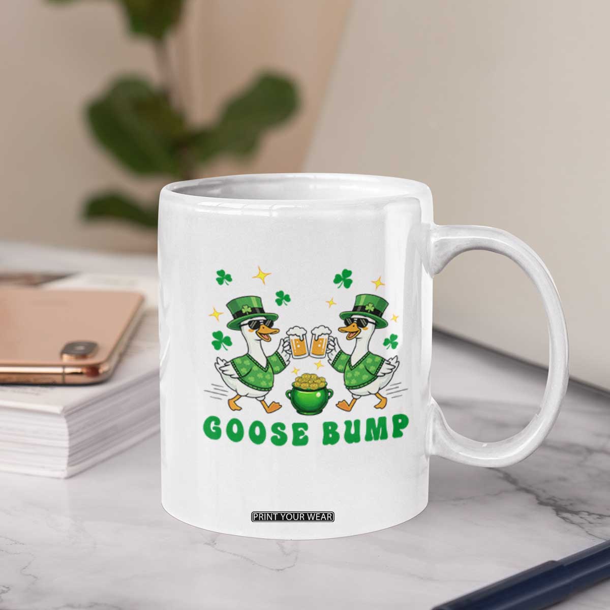 Funny St Patricks Day Goose Drinking Beer Coffee Mug Goose Bump TS14 Print Your Wear