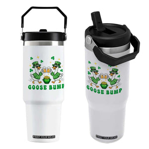 Funny St Patricks Day Goose Drinking Beer Flip Straw Tumbler Goose Bump TS14 One Size: 30 oz White Print Your Wear