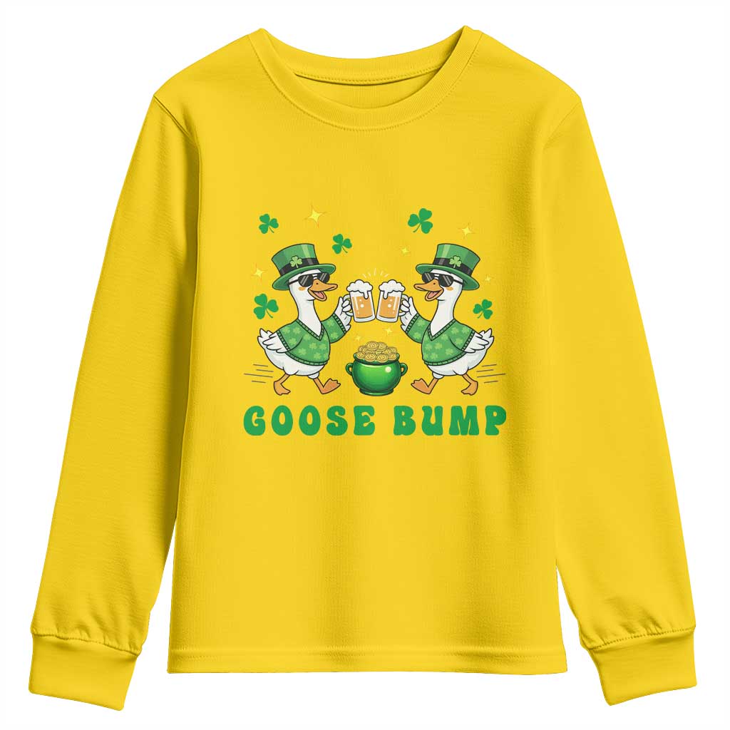 Funny St Patricks Day Goose Drinking Beer Youth Sweatshirt Goose Bump TS14 Daisy Print Your Wear