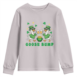 Funny St Patricks Day Goose Drinking Beer Youth Sweatshirt Goose Bump TS14 Ice Gray Print Your Wear