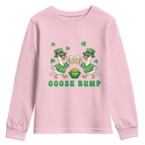 Funny St Patricks Day Goose Drinking Beer Youth Sweatshirt Goose Bump TS14 Light Pink Print Your Wear