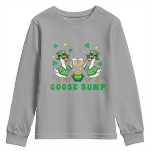 Funny St Patricks Day Goose Drinking Beer Youth Sweatshirt Goose Bump TS14 Sport Gray Print Your Wear