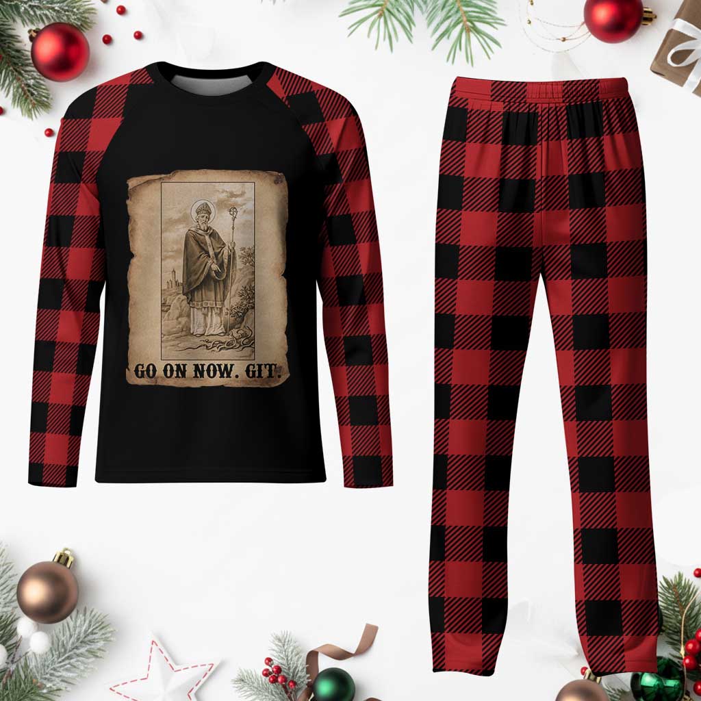 Funny Saint Patrick Irish Catholic St Patrick's Day Plaid Pajama Set Go On Now Git TS14 Buffalo Plaid Print Your Wear