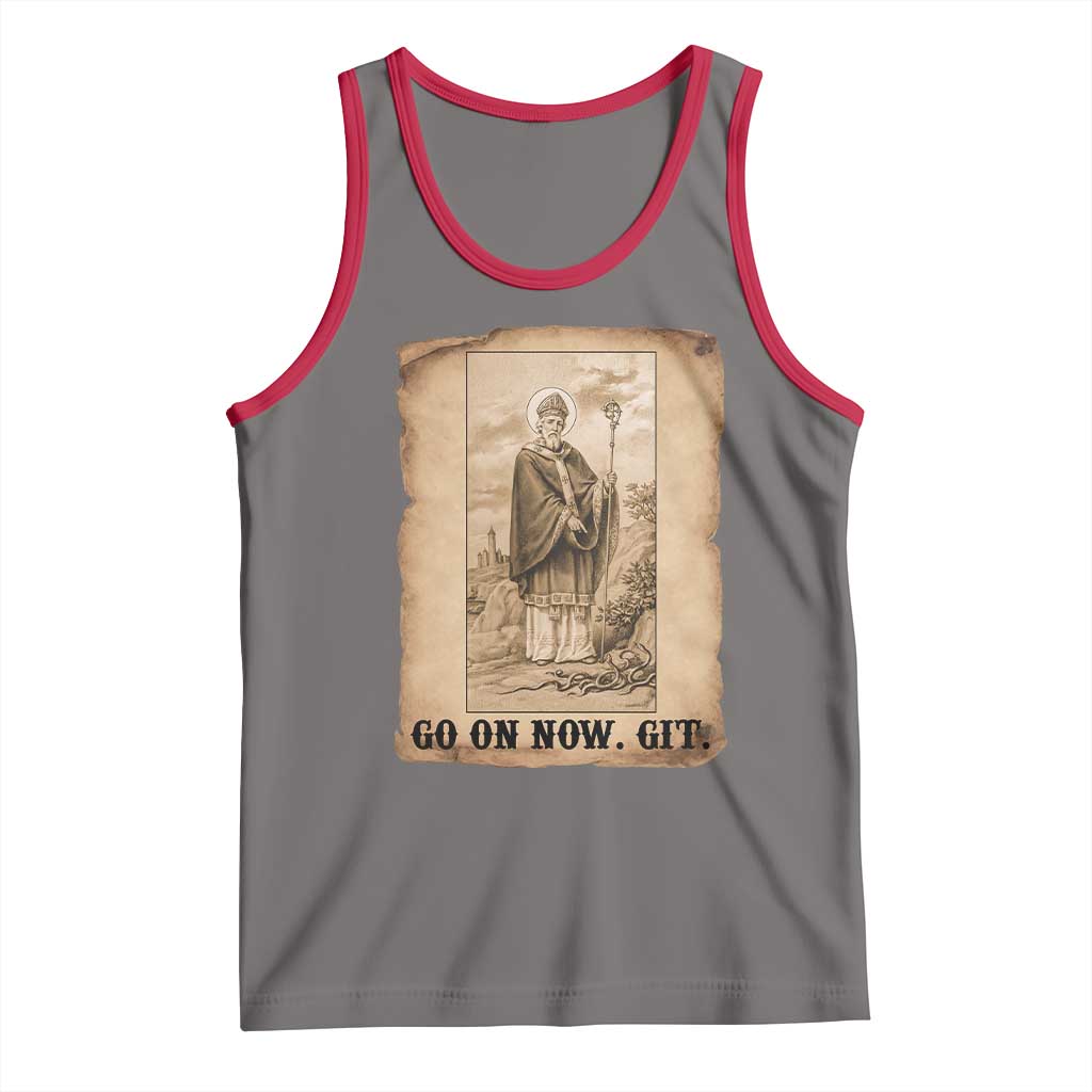 Funny Saint Patrick Irish Catholic St Patrick's Day Tank Top Go On Now Git TS14 Deep Heather Red Print Your Wear