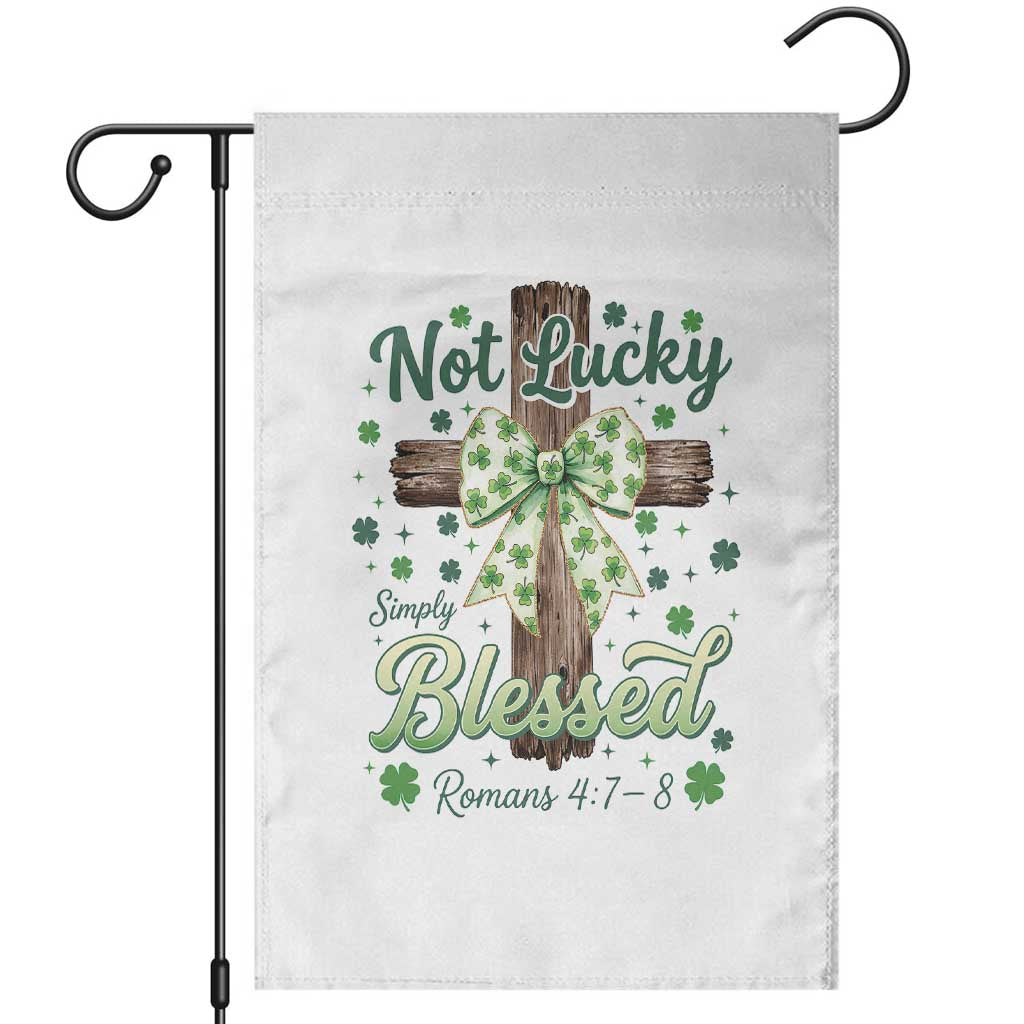 Shamrock Cross Irish St Patrick's Day Garden Flag Not Lucky Simply Blessed TS14 White Print Your Wear