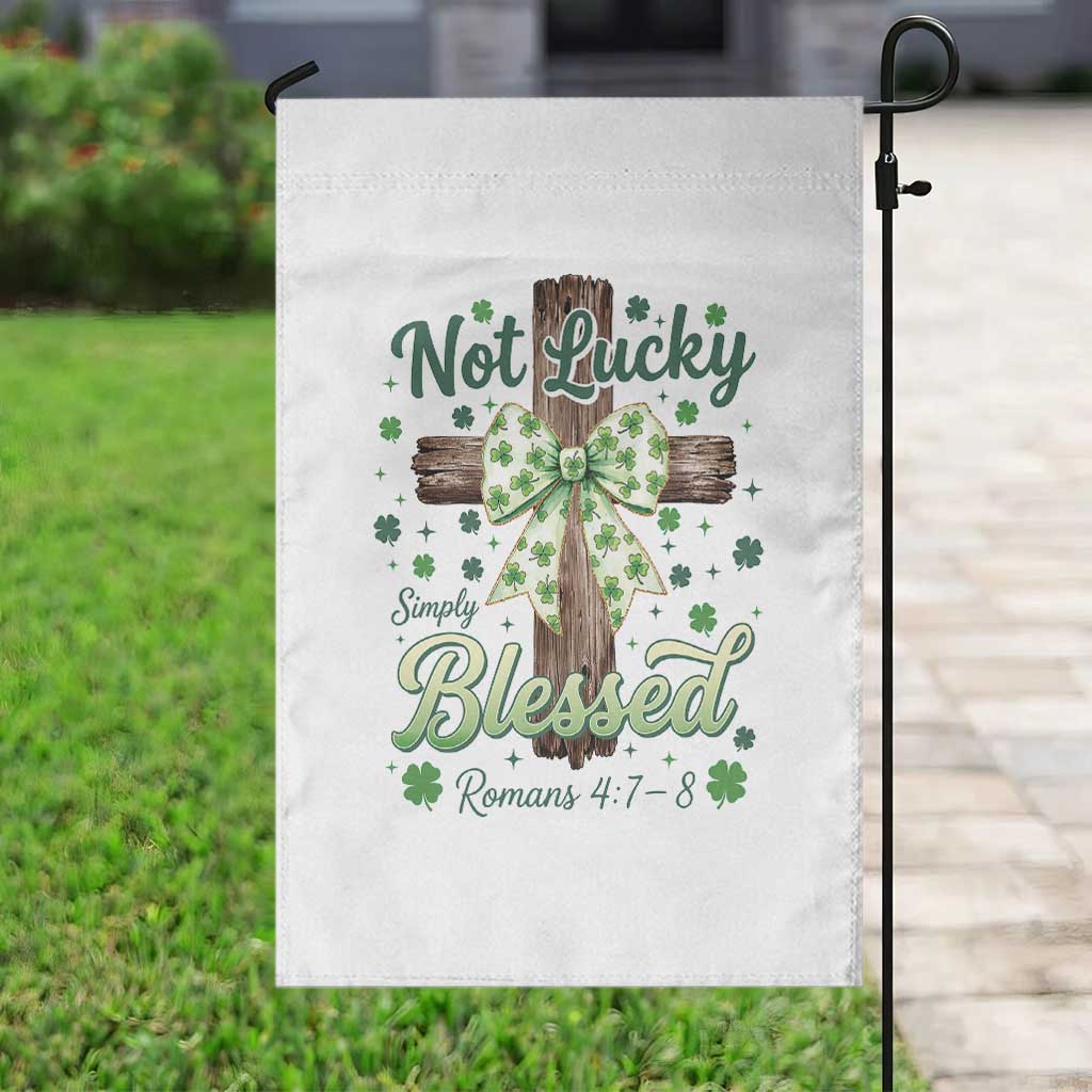 Shamrock Cross Irish St Patrick's Day Garden Flag Not Lucky Simply Blessed TS14 Print Your Wear