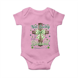 Shamrock Cross Irish St Patrick's Day Baby Onesie Not Lucky Simply Blessed TS14 Light Pink Print Your Wear