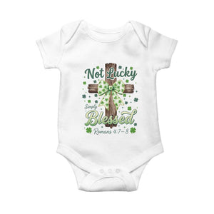 Shamrock Cross Irish St Patrick's Day Baby Onesie Not Lucky Simply Blessed TS14 White Print Your Wear