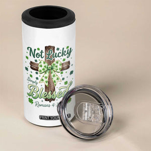 Shamrock Cross Irish St Patrick's Day 4 in 1 Can Cooler Tumbler Not Lucky Simply Blessed TS14 Print Your Wear