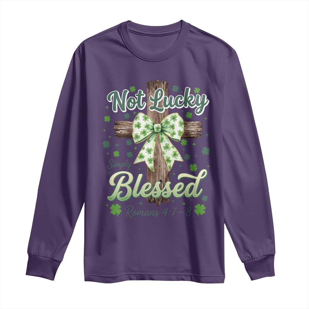 Shamrock Cross Irish St Patrick's Day Long Sleeve Shirt Not Lucky Simply Blessed TS14 Purple Print Your Wear