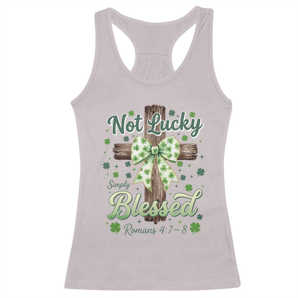 Shamrock Cross Irish St Patrick's Day Racerback Tank Top Not Lucky Simply Blessed TS14 Ice Gray Print Your Wear